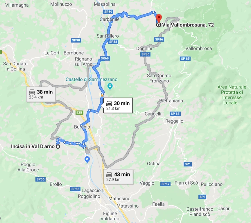 Come arrivare alla locazione turistica Bel Panorama da Incisa Reggello per Carbonile